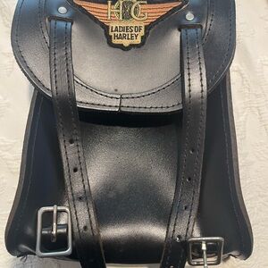 Ladies of Harley Black Leather Bag HOG Has wear. Missing a strap in the back